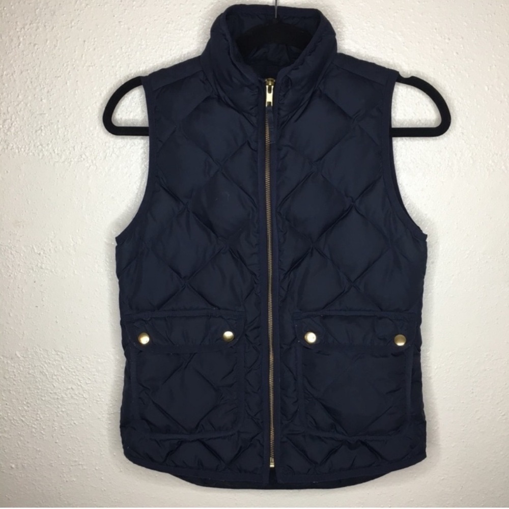 J Crew Puffer Down Vest Women's XXS Blue Field Excursion Quilted Navy